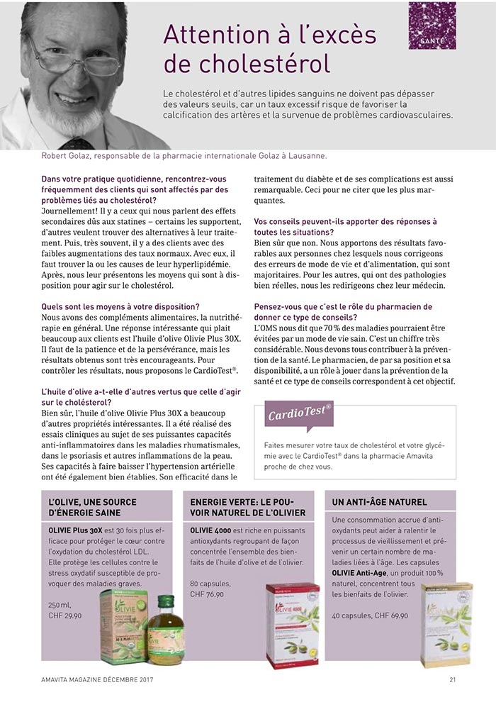 Interview avec Monsieur Robert Golaz - Pharmacien (Suisse) - Shop Olivie